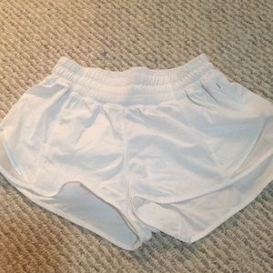 White Lulu Lemon running shorts